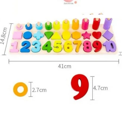 Wooden Number Puzzle Sorting Montessori Toys for Toddlers - Shape - Baby Toys