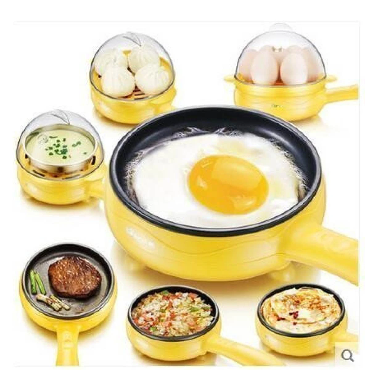 egg boiler Multifunction household mini egg omelette Pancakes Electric Fried Steak Frying Pan Non-Stick Boiled eggs boiler steamer Shut Off