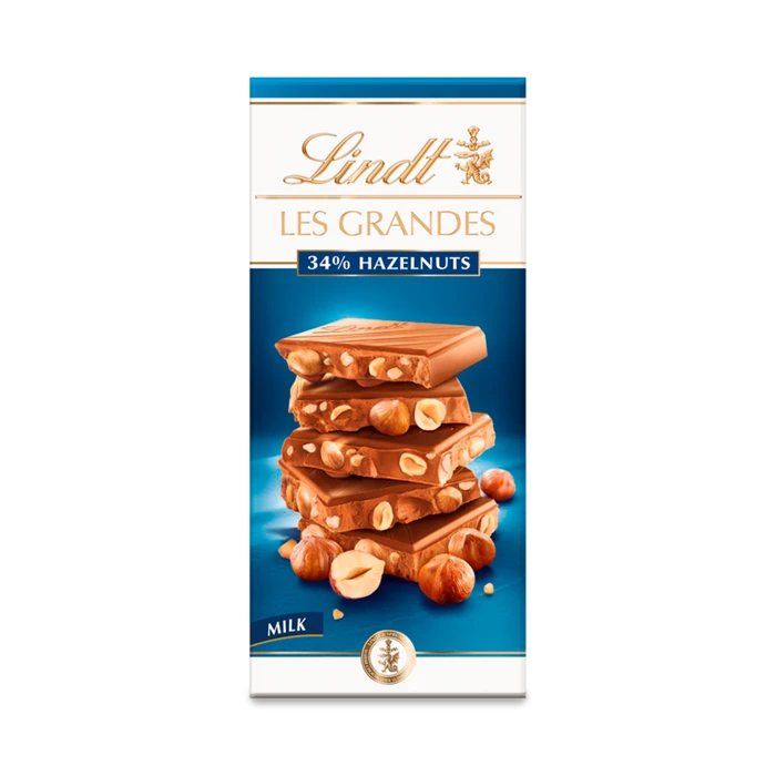 Lindt Les Grandes Milk Chocolate Hazelnuts 150g