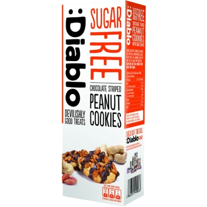 Diablo Sugar Free Chocolate Striped Peanut Cookies 150g