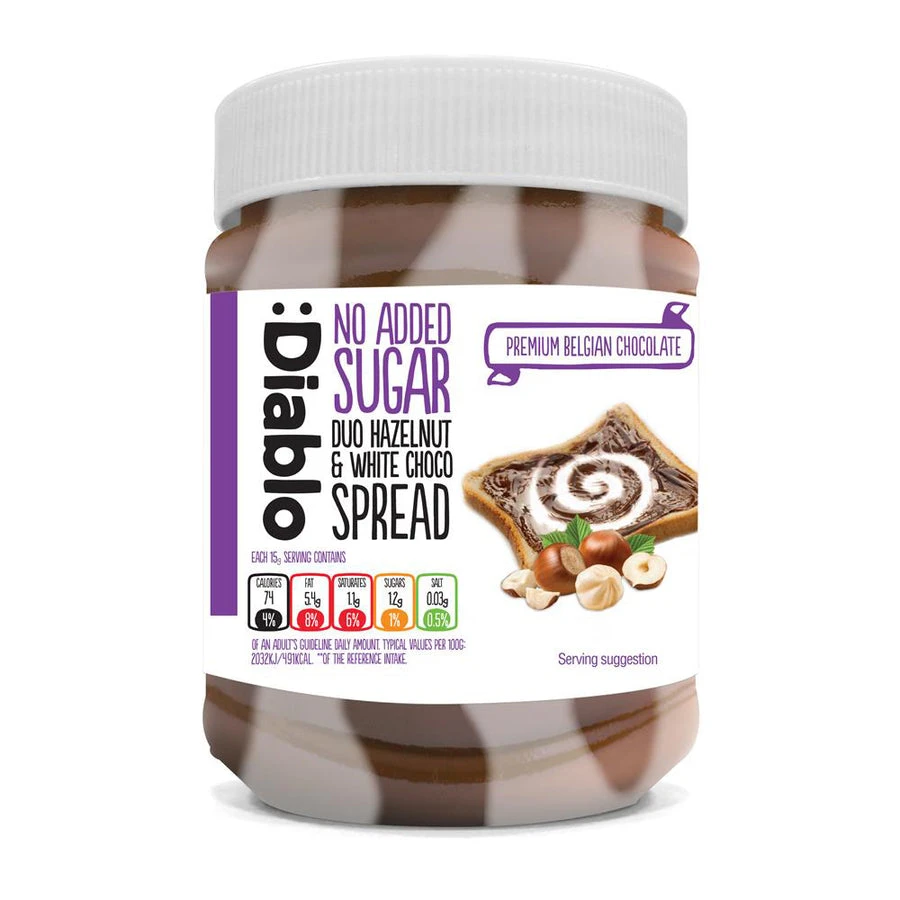 Diablo Hazelnut and White Chocolate Spread No Added Sugar 350g