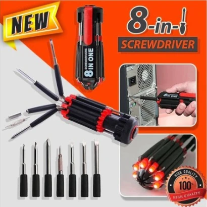 8 in 1 Screwdrivers Tool with Flashlight