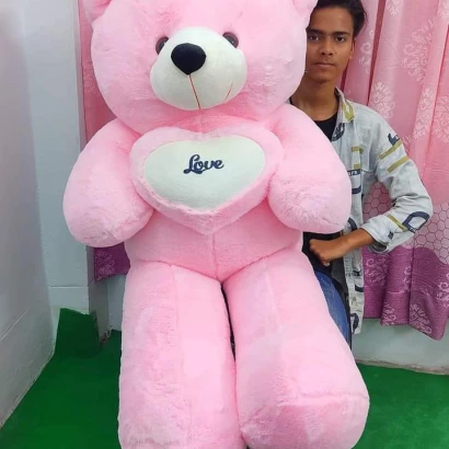 pink color Love You Teddy 5 feet