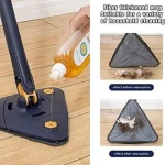 360° Rotatable Triangle Multifunctional Cleaning Mop – Stainless Steel Long Handle & Hands-Free Squeezing